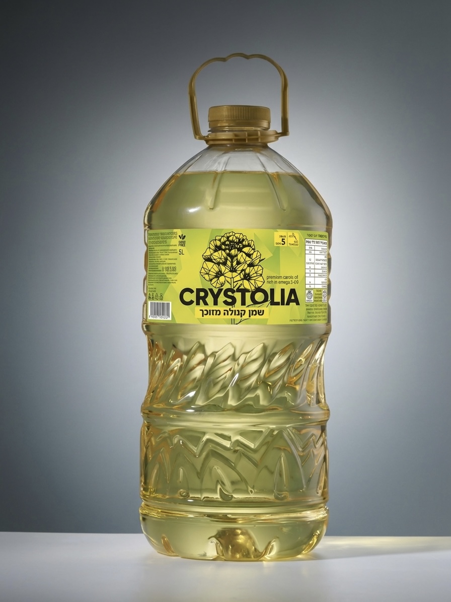 Crystolia canola oil 5L bottle, front view